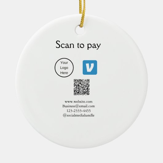 Q R Code venmo scannen, um Logokombination Social  Keramik Ornament (Vorne)