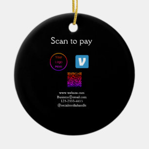 Q R Code venmo scannen, um Logokombination Social  Keramik Ornament