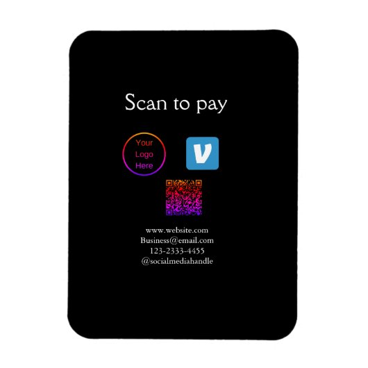 Q R Code venmo scannen, um Logokombination Social  Magnet (Vertikal)