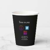 Q R Code venmo scannen, um Logokombination Social Pappbecher (Rückseite)