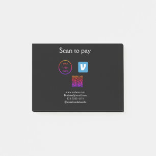 Q R Code venmo scannen, um Logokombination Social Post-it Klebezettel