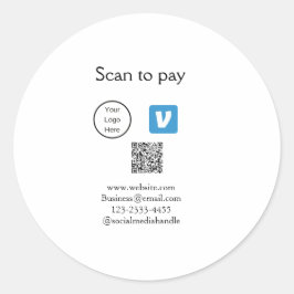 Q R Code venmo scannen, um Logokombination Social  Runder Aufkleber