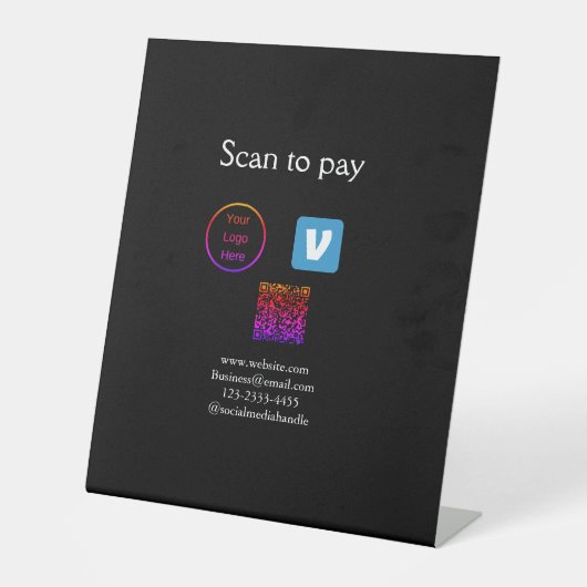 Q R Code venmo scannen, um Logokombination Social Sockelschild (Vorderseite)