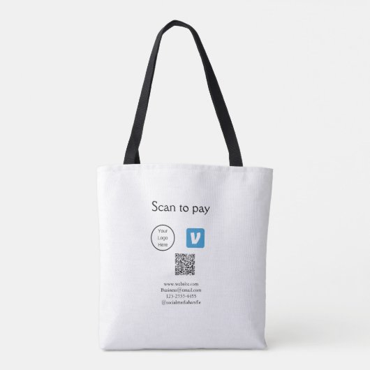 Q R Code venmo scannen, um Logokombination Social  Tasche (Rückseite)