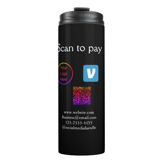 Q R Code venmo scannen, um Logokombination Social Thermosbecher (Vorderseite)