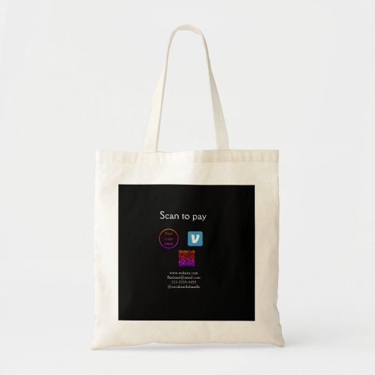 Q R Code venmo scannen, um Logokombination Social Tragetasche (Vorne)
