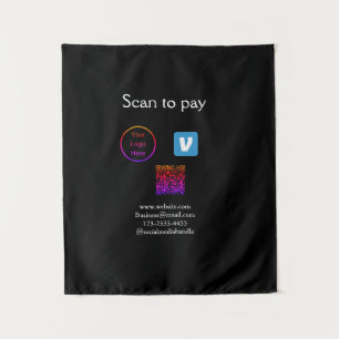 Q R Code venmo scannen, um Logokombination Social Wandteppich