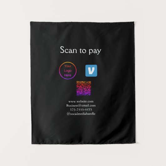 Q R Code venmo scannen, um Logokombination Social Wandteppich (Vorderseite)