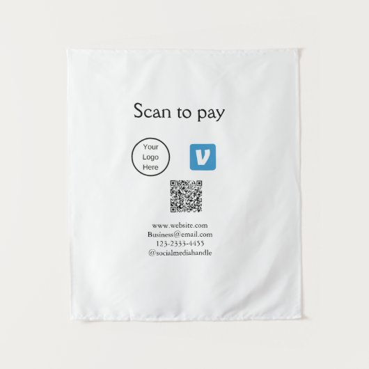 Q R Code venmo scannen, um Logokombination Social  Wandteppich (Vorderseite)