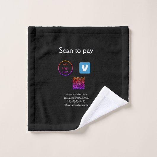 Q R Code venmo scannen, um Logokombination Social Waschlappen (Waschlappen)