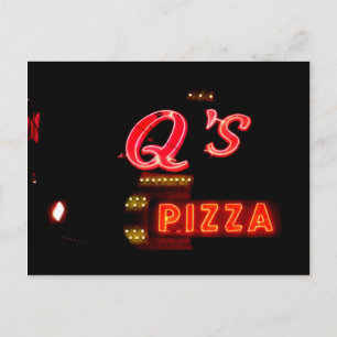 Q’s Pizzeria Vintageonschild, Hillside Il. Postkarte