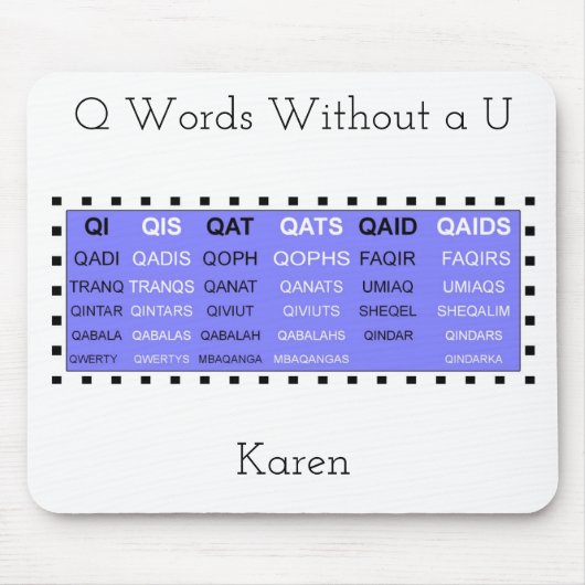 Q Worte ohne U-Gamehelfer Mousepad (Vorne)