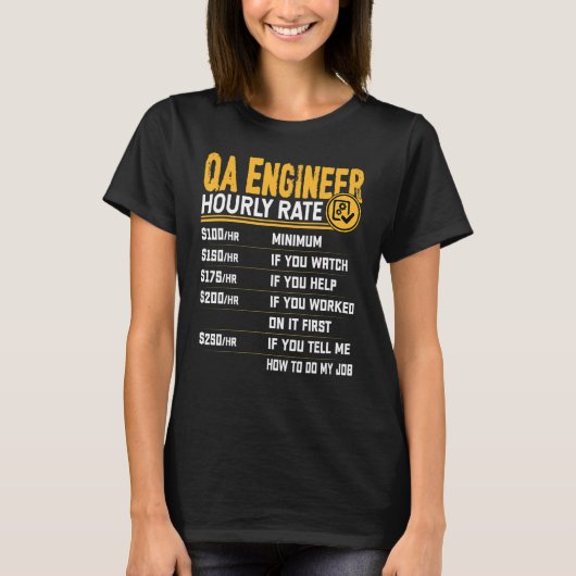 QA Engineer Stundenzähler-Programmierer-Coder T-Shirt (Vorderseite)