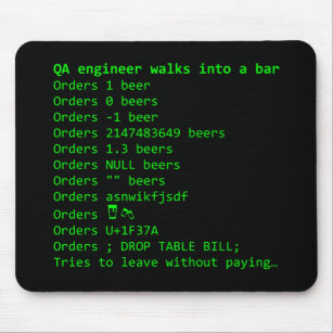 Qa-Ingenieur bestellt ein Bier Mousepad
