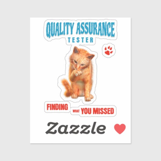 QA Tester Katzen Humor Aufkleber (Blatt)