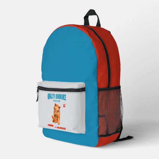 QA Tester Katzen Humor Bedruckter Rucksack (Rückseitige Ecke Rechts)