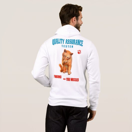 QA Tester Katzen Humor Hoodie (Schwarz voll)