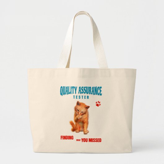 QA Tester Katzen Humor Jumbo Stoffbeutel (Vorne)