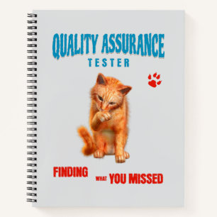 QA Tester Katzen Humor Notizblock