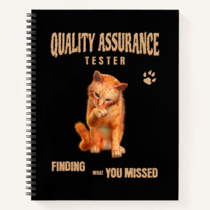 QA Tester Katzen Humor Notizblock