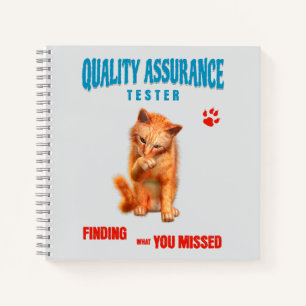 QA Tester Katzen Humor Notizblock