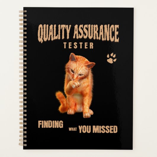 QA Tester Katzen Humor Planer (Vorderseite)