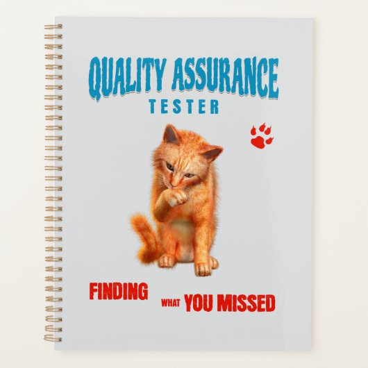 QA Tester Katzen Humor Planer (Vorderseite)