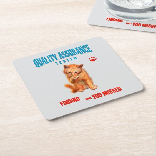 QA Tester Katzen Humor Rechteckiger Pappuntersetzer (angewinkelt)