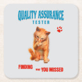 QA Tester Katzen Humor Rechteckiger Pappuntersetzer (Vorderseite)