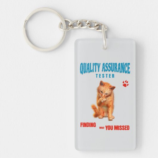 QA Tester Katzen Humor Schlüsselanhänger (Vorderseite)