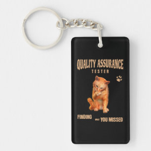 QA Tester Katzen Humor Schlüsselanhänger