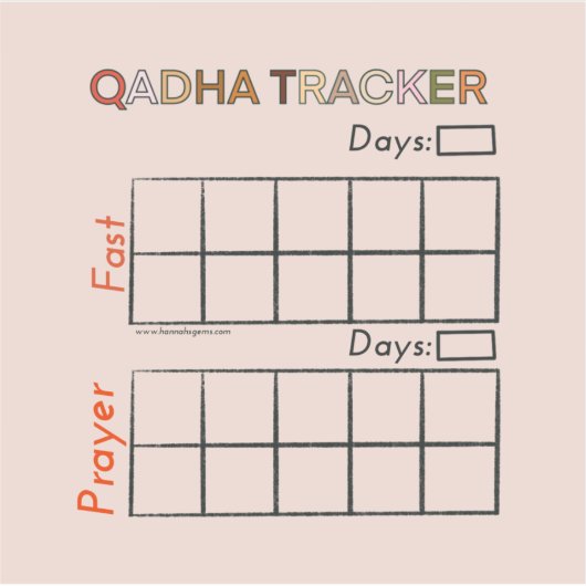 Qadha Days Tracking Sticker (Vorderseite)