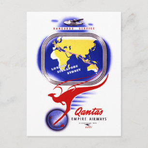 Qantas Empire Airways Vintage Poster Restauriert Postkarte