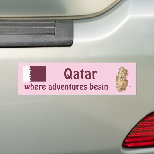 Qatar-Flagge + Karten-Autoaufkleber Autoaufkleber (Auf Auto)