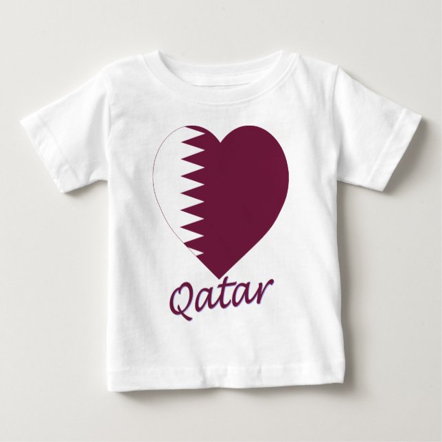 Qatar-Flaggen-Herz Baby T-shirt (Vorderseite)