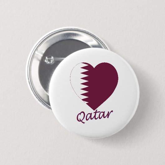 Qatar-Flaggen-Herz Button (Vorne & Hinten)