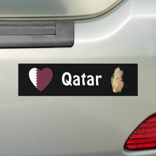 Qatar-Flaggen-Herz + Karten-Autoaufkleber Autoaufkleber (Auf Auto)