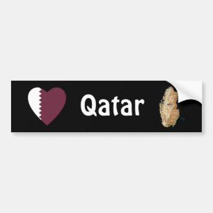 Qatar-Flaggen-Herz + Karten-Autoaufkleber Autoaufkleber