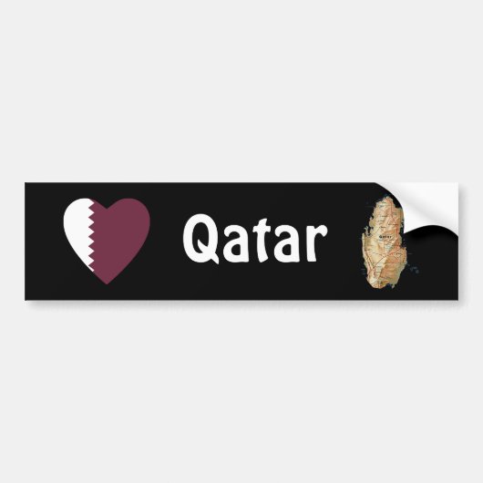 Qatar-Flaggen-Herz + Karten-Autoaufkleber Autoaufkleber (Vorne)