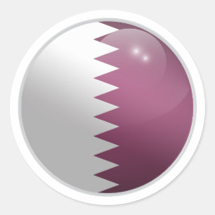 Qatar Glossy Circle Flag Runder Aufkleber
