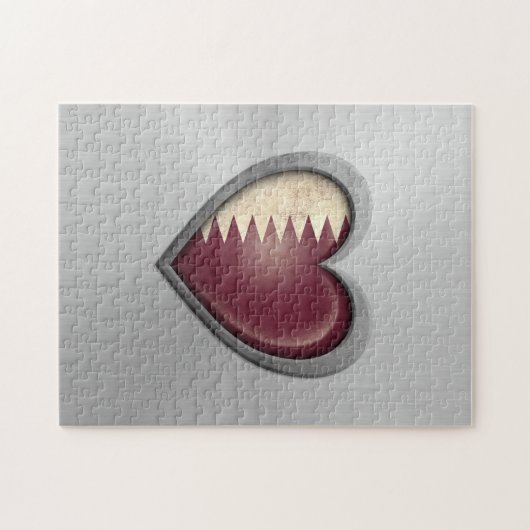 Qatar-Herz-Flaggen-Edelstahl-Effekt Puzzle (Horizontal)