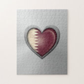 Qatar-Herz-Flaggen-Edelstahl-Effekt Puzzle (Vertikal)