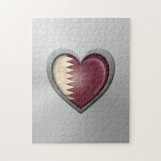Qatar-Herz-Flaggen-Edelstahl-Effekt Puzzle (Vertikal)