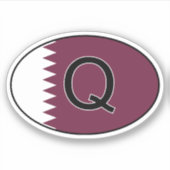 Qatar Ländercode Oval Aufkleber mit Flag-Perfect (Vorderseite)