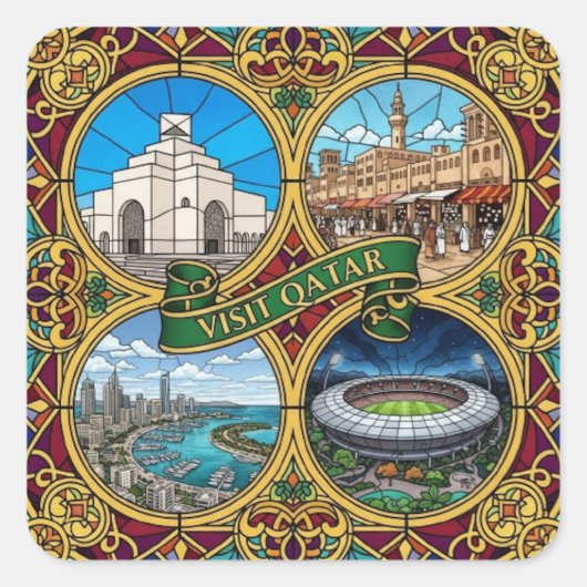 QATAR QUADRATISCHER AUFKLEBER (Vorderseite)