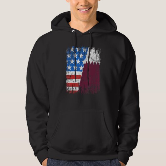 Qatari American Flag Qatar Usa Hoodie (Vorderseite)