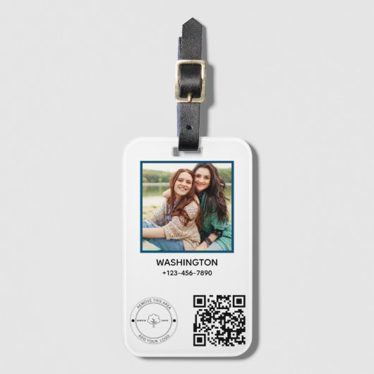 QD-Code Firmenlogo Name Bild Titel Gepäckanhänger (Vorderseite Vertikal)
