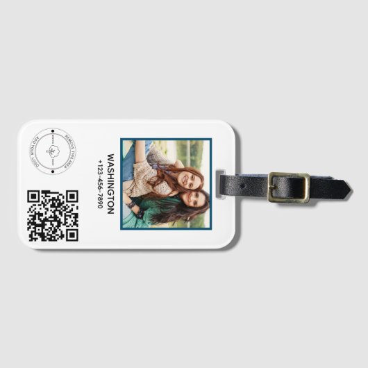 QD-Code Firmenlogo Name Bild Titel Gepäckanhänger (Vorderseite (Horizontal))