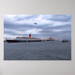 QE2 und QM2 bei NYC Poster