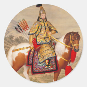 Qianlong Kaiser der China 乾 帝 in feierlicher Rüstu Runder Aufkleber
